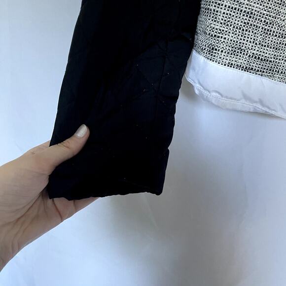 Chico's cotton linen women's size L bomber jacket padded arms knit torso gray - Picture 4 of 6